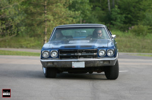 We baselined the Chevelle at a nearby parking lot close to our shop. As you can see in the photo. the body roll is diabolical. 